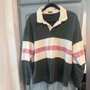Abercrombie & Fitch Green and Cream Oversized Shirt